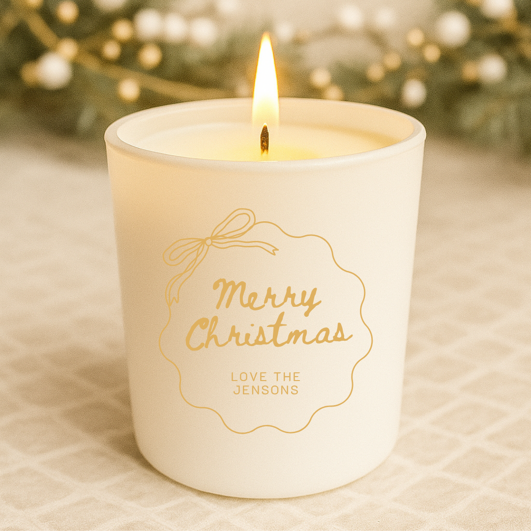 Custom Coquette Merry Christmas Candle or Tealight Set