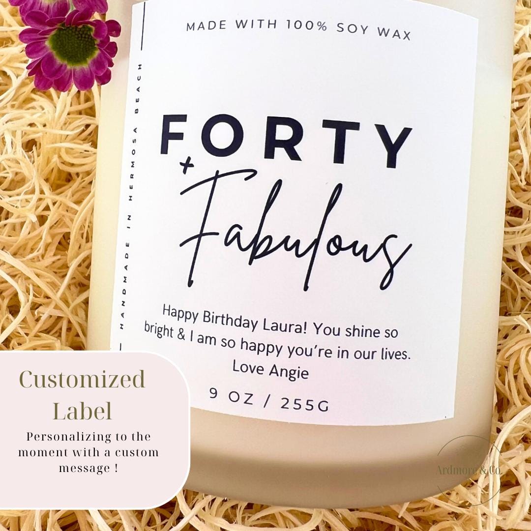 Personalized 40th Birthday 8oz Soy Wax Candle