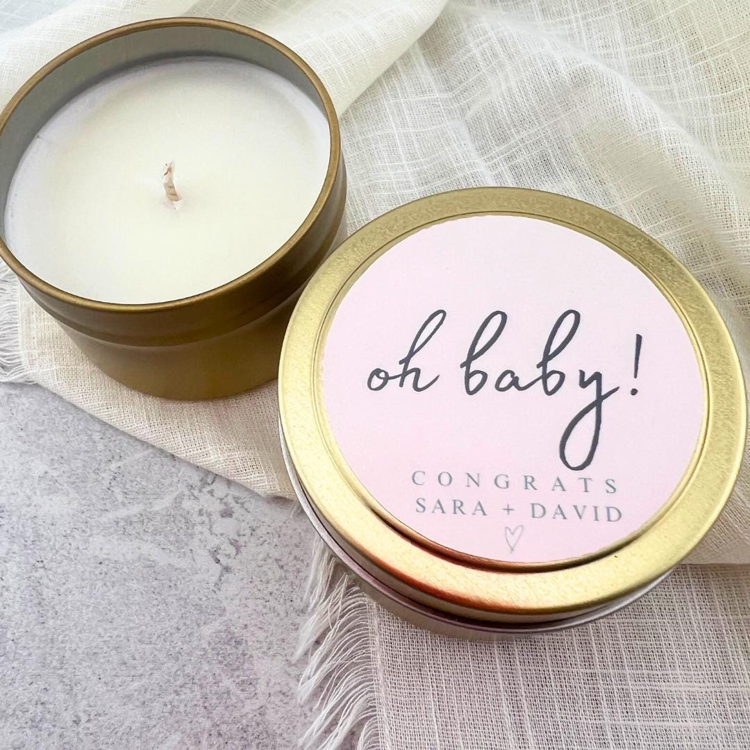 Personalized 'Oh Baby' Pink Baby Shower Candle Favors- Set of 10