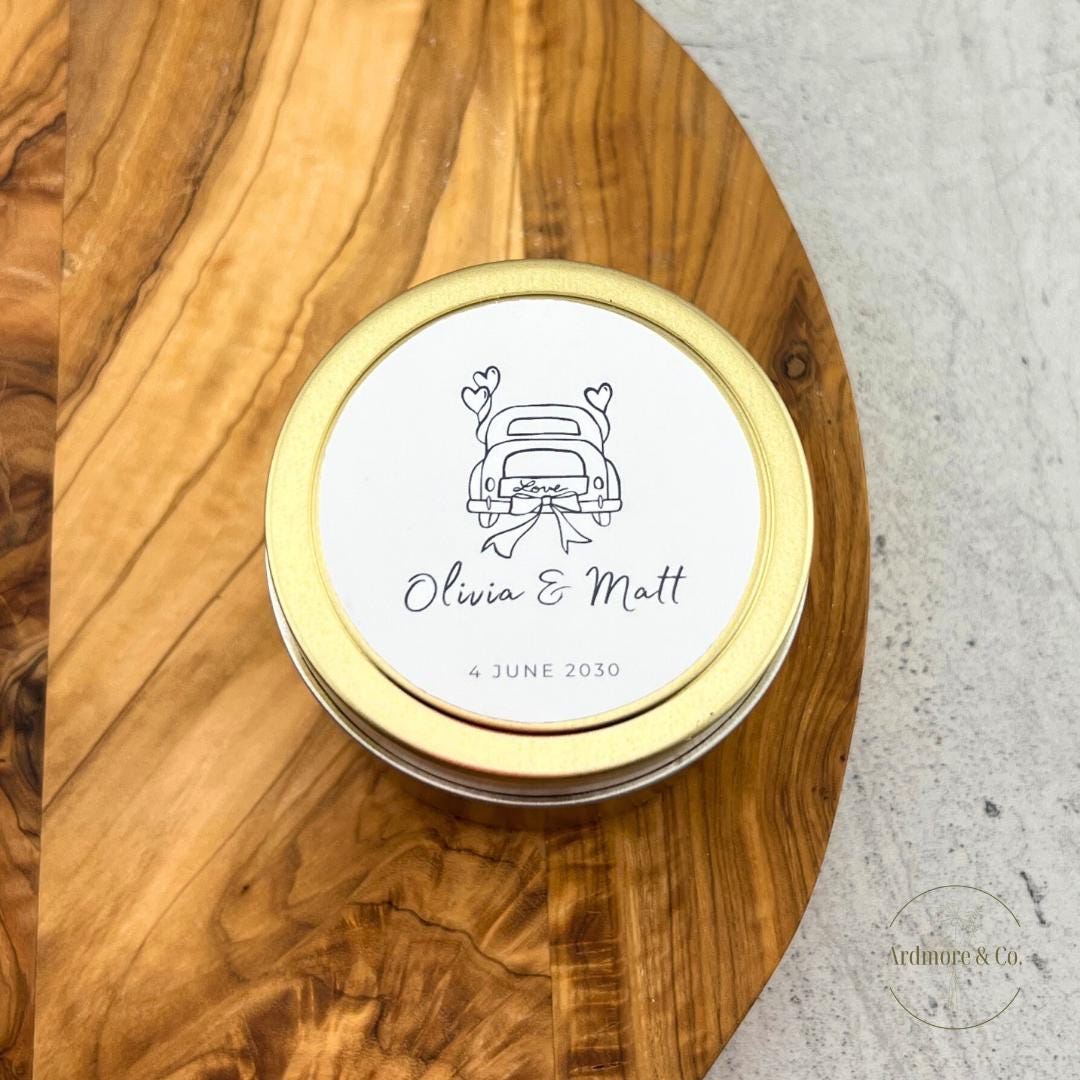 Personalized 'Vintage Car' Candle Wedding Favors-Set of 10