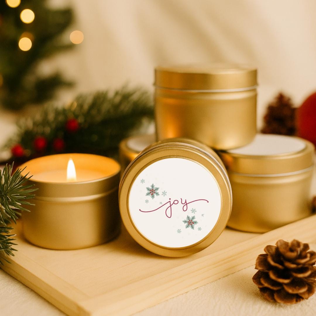 Joy Holiday Soy Candle Party Favors-Set of 10