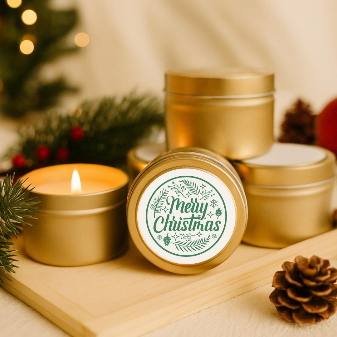 Retro Christmas Holiday Candle Favors- Set of 10