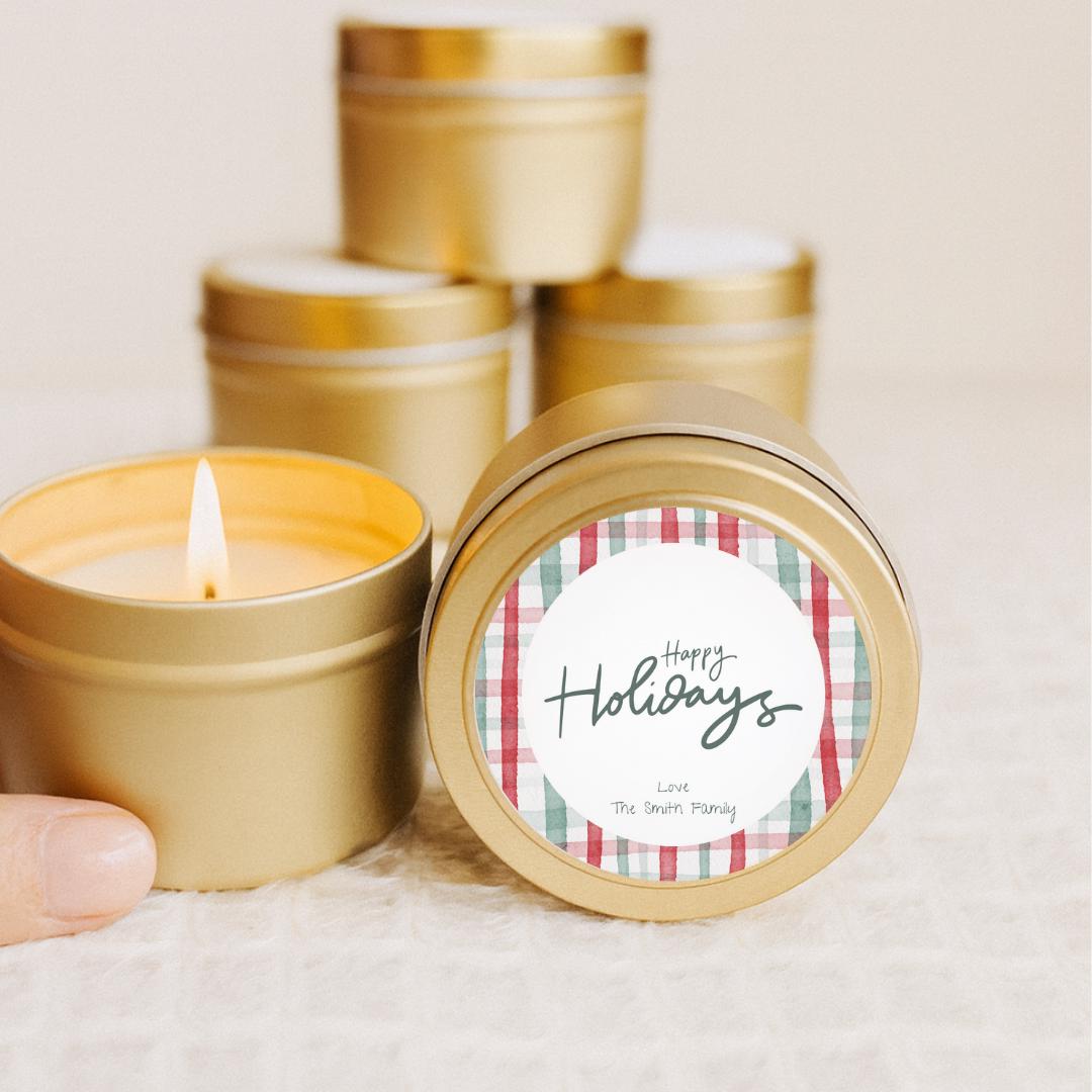 'Happy Holidays' Christmas Candle Favors-Set of 10