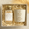 Gift set with matches and a candle in a box, featuring Valentine's Day text.