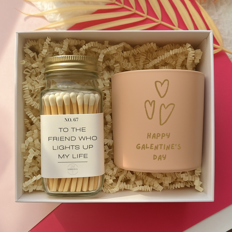 Galentine’s Day Candle Gift Set | Candle and Match Set for Friend