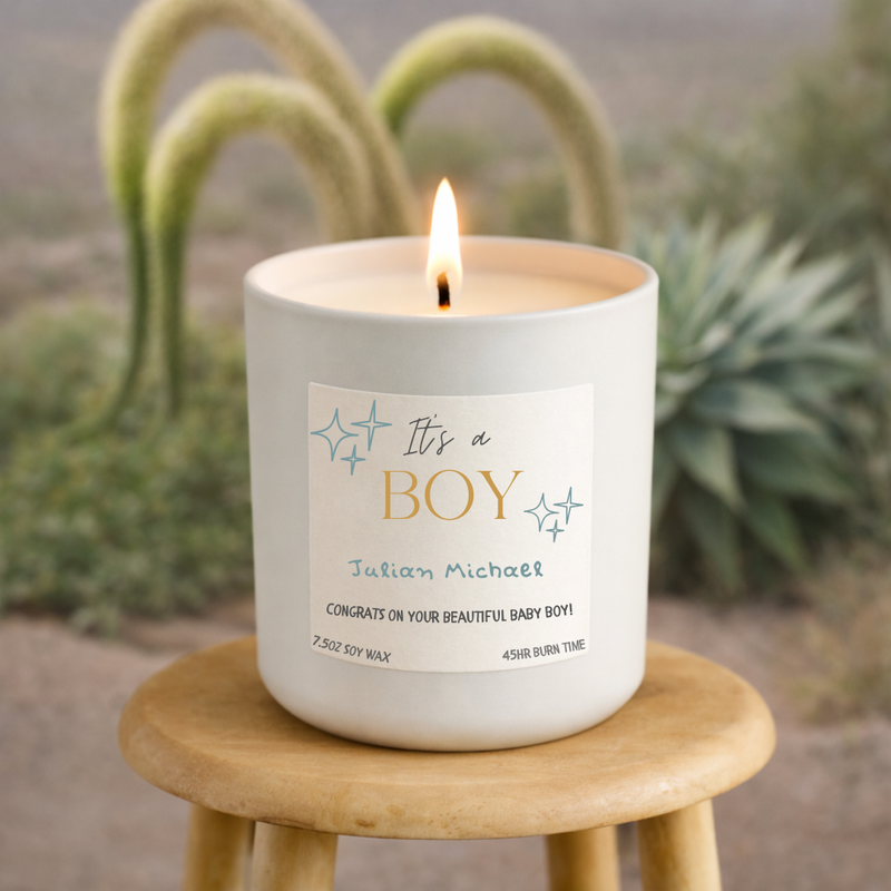 It's A Boy Customized New Baby Boy Candle Gift