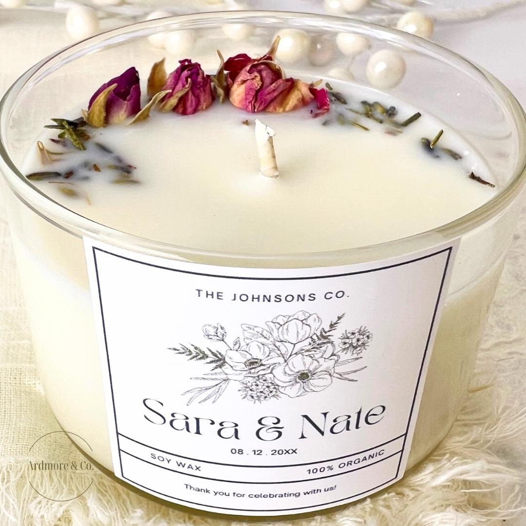 Personalized Glass Tumbler Candle with Dried Flowers
