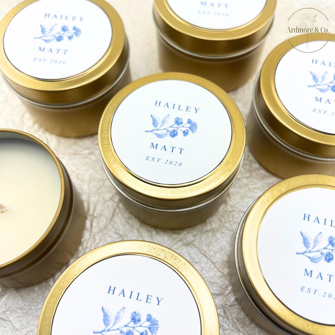 'Boho Blue' Wedding Candle Favors -Set of 10