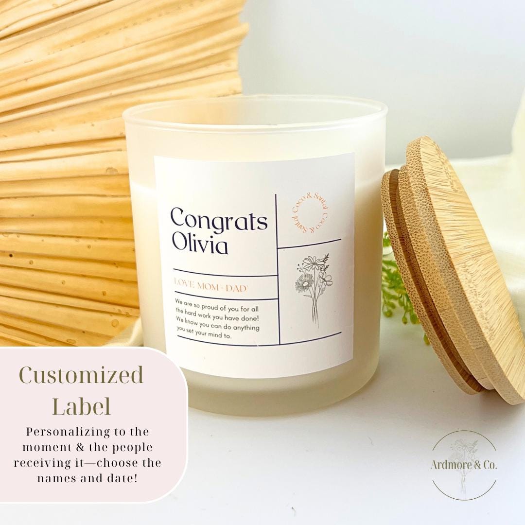 Personalized Candle, Congrats Gift, Personalized Wedding Gift, Personalized Candle, Custom Anniversary Gift, Custom Bridal Gift