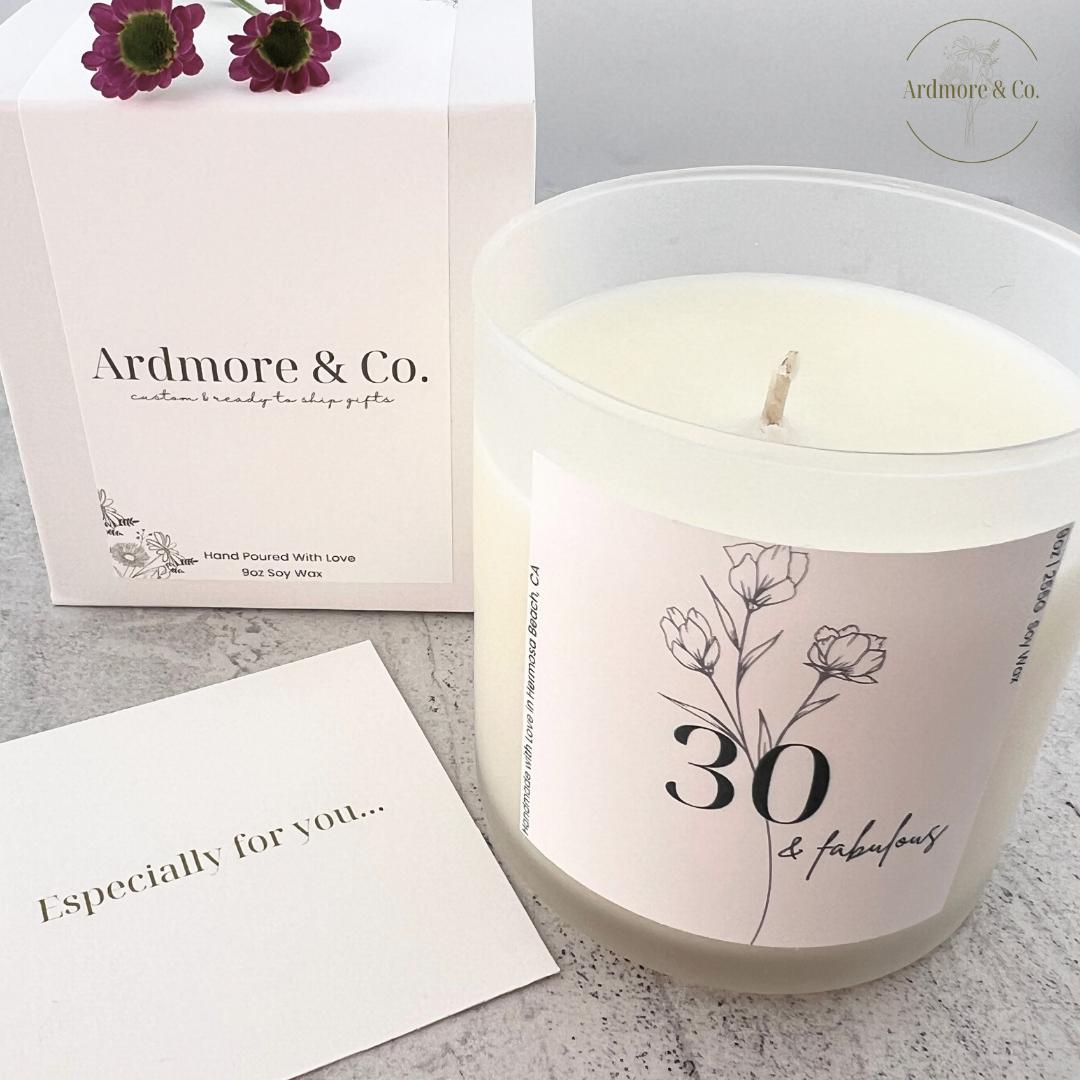 Personalized 30th Birthday 8oz Soy Wax Candle