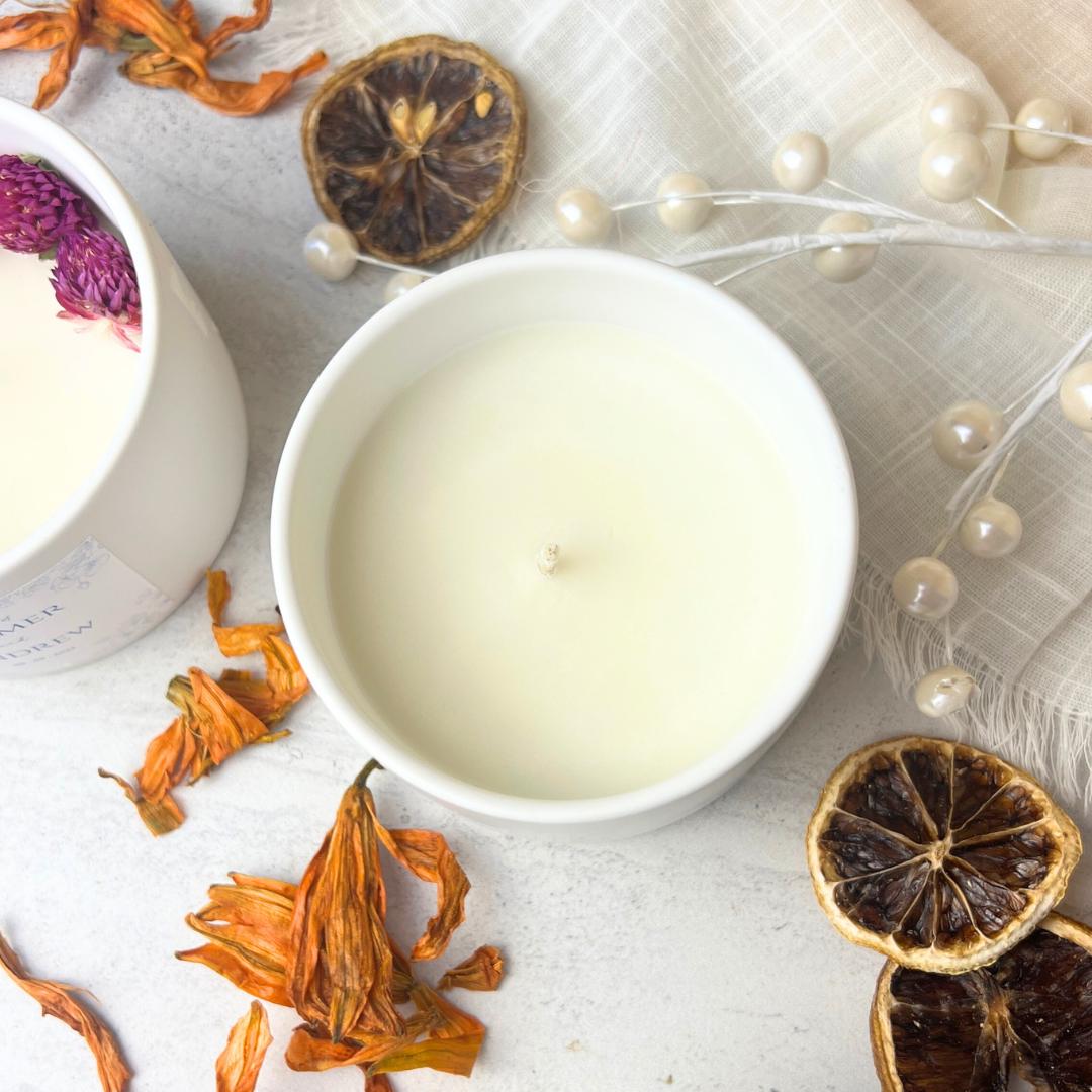 Custom Design Candles With Embedded Dried Flowers