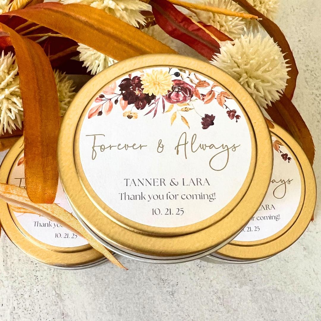 Custom Fall 'Forever & Always' Wedding Favors-Set of 10