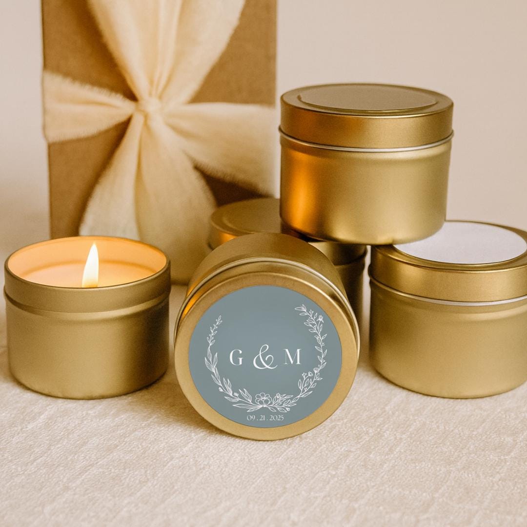 'Classic Initials' Wedding Candle Favors-Set of 10