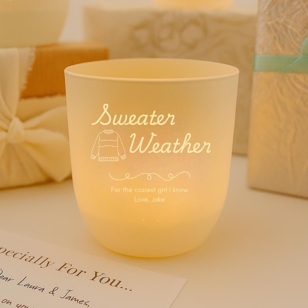 Personalized Friendship Tealight Holder Gift – Sweater Weather Candle Set